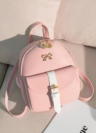 Розовый стильный женский мини-рюкзак