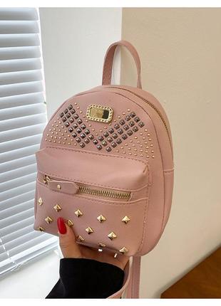 Стильный женский мини-рюкзак розовый