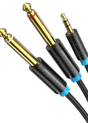 Аудиокабель mini-jack 3.5mm to Dual Jack 6.35mm Vention TRS (3...