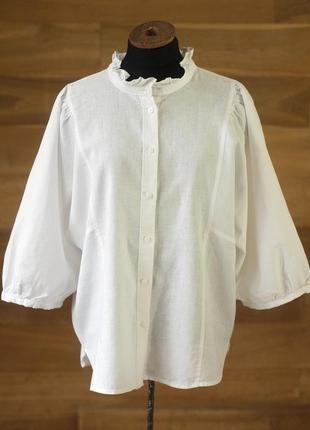 Белая льняная блузка в винтажном стиле женская h&m, размер m