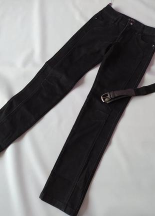 Чёрные узкие джинсы с ремешком турция 152-158