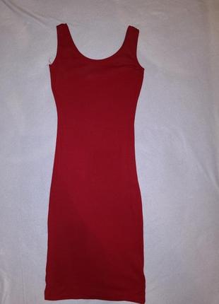 Платье облегающее красная в рубчик
