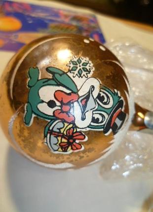 Новогодний шар шарик с рисунком елочная игрушка ссср винтаж со...