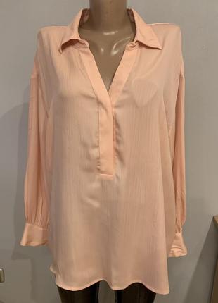 Роскошная нежно- персиковая блузка/ туника большого размера