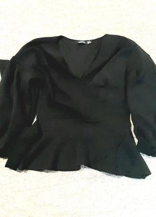 Блузка черная с рукавами фонариками