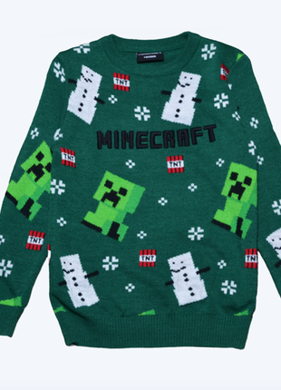 Зеленый свитер джемпер minecraft primark на мальчика 10-11 лет