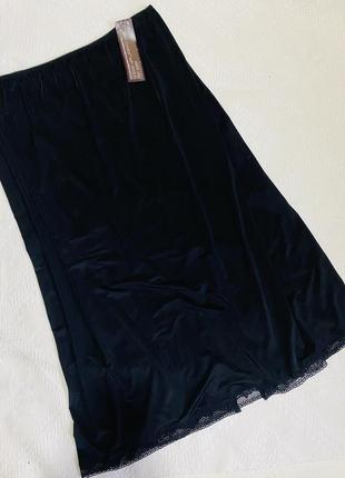 Подьюбник черный длинный юбка нижняя черная m&s- 22/ xl,xxl,xxxl