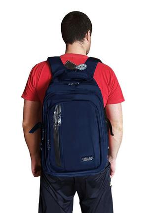 Мужской рюкзак темно-синий с usb и ортопедической спинкой горо...