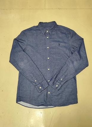 Рубашка allsaints темно синий размер м с шерстью