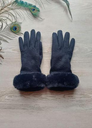 Шерстяные зимние перчатки с мехом от пиа росини