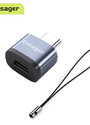 Переходник ESSAGER micro USB to Type-C Soray OTG адаптер Grey ...