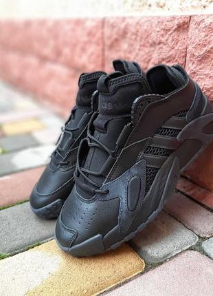 Adidas streetball черные кожа/замша кроссовки мужские замшевые...
