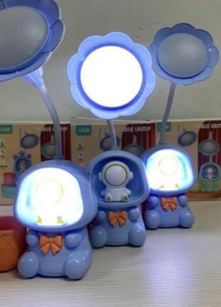 Детская настольная аккумуляторная led лампа 3in1 rabbit blue