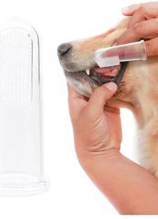 Силиконовая зубная щетка на палец для чистки зубов для собак и...