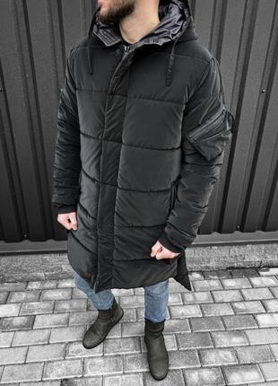 Черная мужская зимняя куртка.7-461