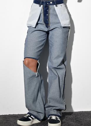Двосторонні рвані джинси у стилі grunge - блакитний колір, 36р