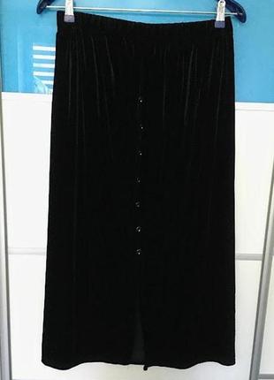 Длинная черная велюровая базовая юбка