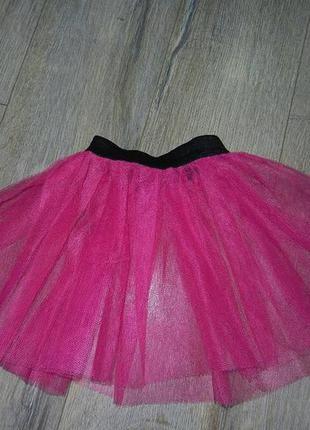 Розовая фатиновая детская юбка, юбка с фатином двуслойная
