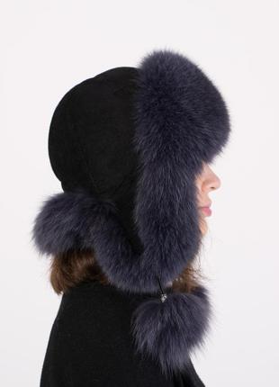 Зимова хутряна жіноча шапка ушанка з хутра піща