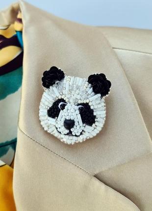 Панда брошка ручної роботи, подарунок любителю панд