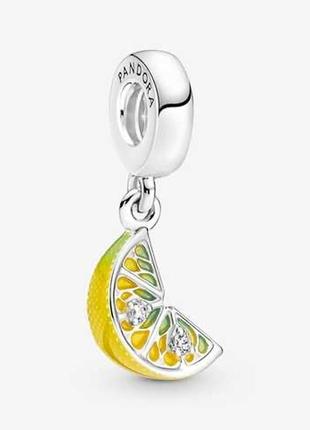 Срібна намистина-підвіска «скибка лимону»