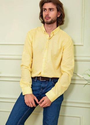 Рубашка мужская желтая с белым в клетку 511f006