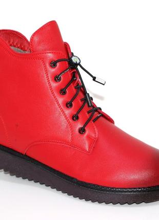 Жіночі червоні зимові черевики з хутряною підкладкою червоний