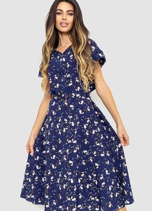 Платье с цветочным принтом, цвет сине-белый, 230r1003