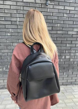 Жіночий рюкзак екошкіра чорний (беж, графіт, рудий, зелений, ш...