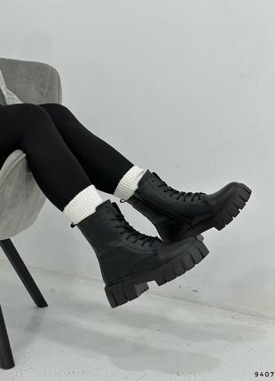 Женские ботинки зимние черные, натуральная кожа, внутри густой...