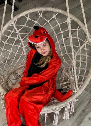 Дитячий кігурумі дракон, Піжама червоний дракон для дітей