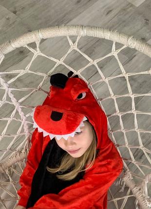 Детский кигуруми дракон, Пижама красный дракон для детей