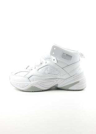 Nike m2k tekno высокие белые с серым кроссовки женские кожаные...