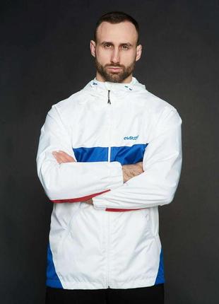 Вітровка чоловіча athletic біла, синє з червоним custom wear s