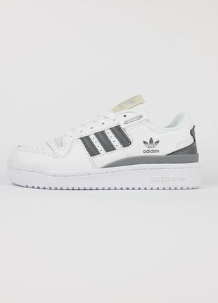 Adidas forum low белые с серым кожа кроссовки женские кожаные ...