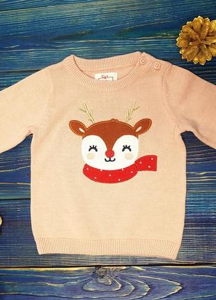 Ошатний теплий новорічний светр, кофта для дівчинки на 2-3 міс...