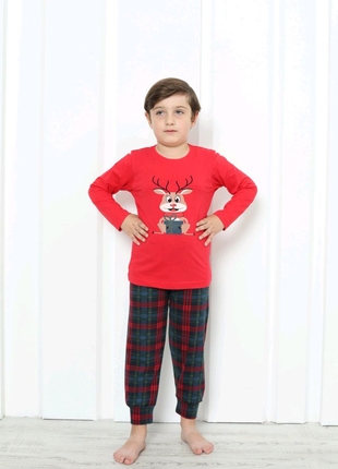 Підліткова піжама для хлопчика - Олень з подарунком - Family look