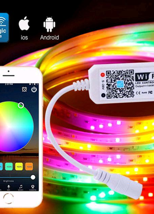 Світлодіодна стрічка SMD 5050 RGB LED 5 м IP65 з пультом