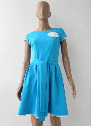 Нарядное платье синего цвета с аппликацией 46 размер (40 еврор...