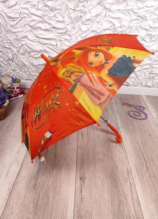 Зонтик трость для девочки полуавтомат винкс оранжевый с мульти...