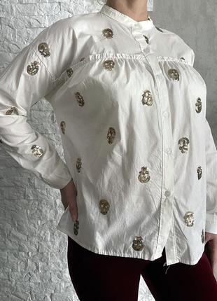 Яркая и стульная рубашка блуза со стойкой от april vintage