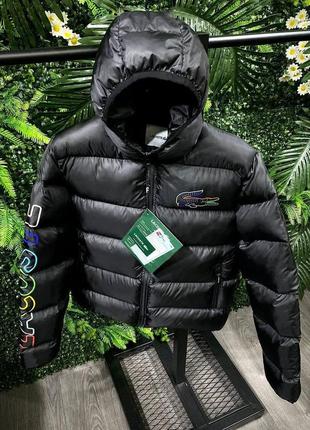 Тепла зимова куртка пуховик lacoste преміум якості