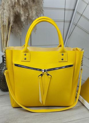 Жіноча неймовірно гарна та якісна  сумка зі штучної шкіри жовта