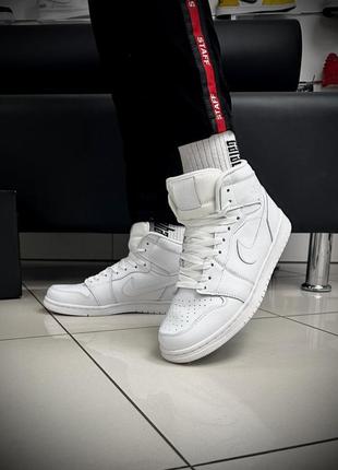 Кросівки високі nike air jordan 1 шкіра (white)