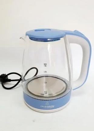 Електричний скляний чайник Crownberg CB-9410, скляний, 1,8 л