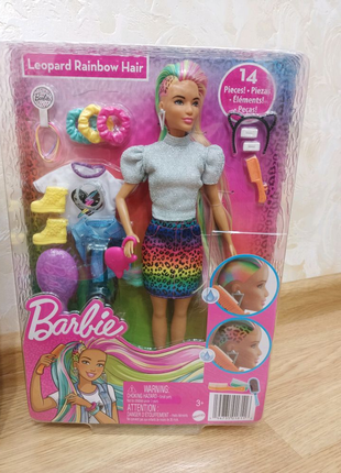 Barbie doll leopard rainbow hair . оригінал