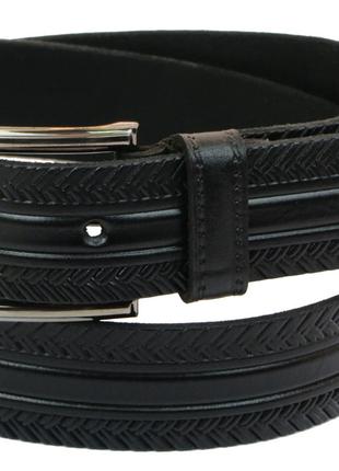 Мужской кожаный ремень под брюки Skipper 1029-35 черный 3,5 см