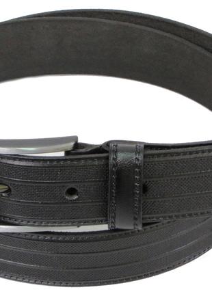 Мужской кожаный ремень под брюки Skipper 1250-35 черный 3,5 см