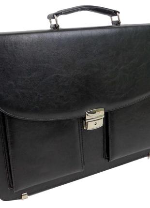 Мужской деловой портфель из эко кожи Exclusive 722900 черный