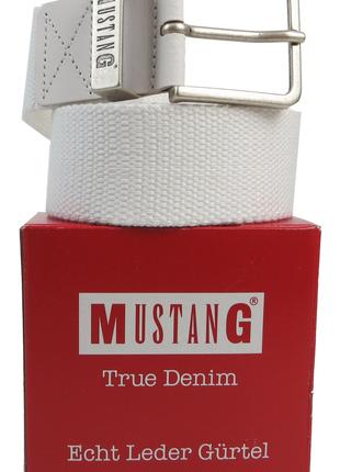 Мужской тканевый ремень стропа под джинсы Mustang, Германия белый